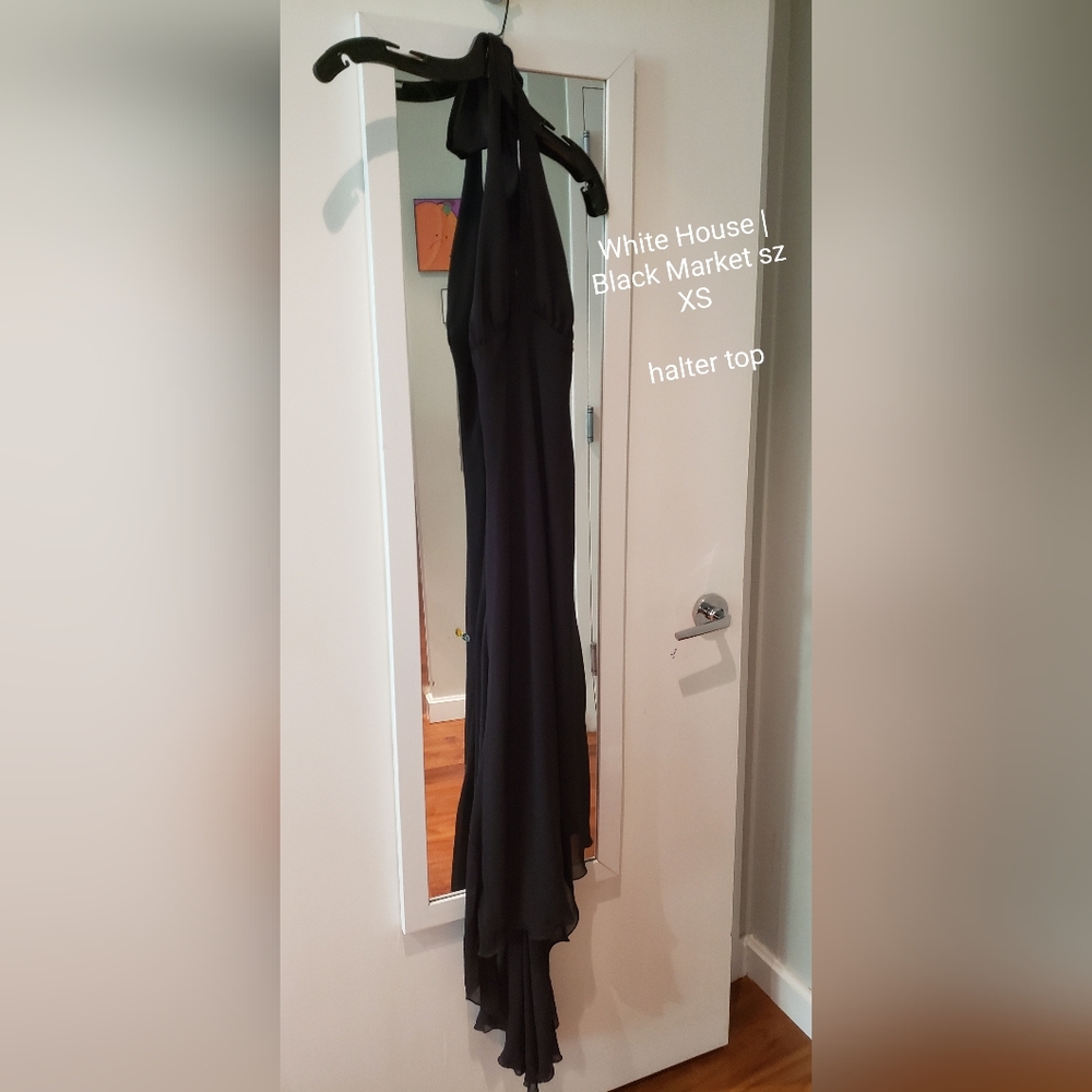 WHBM sz 2 black halter top, hi-low, sheer dress
